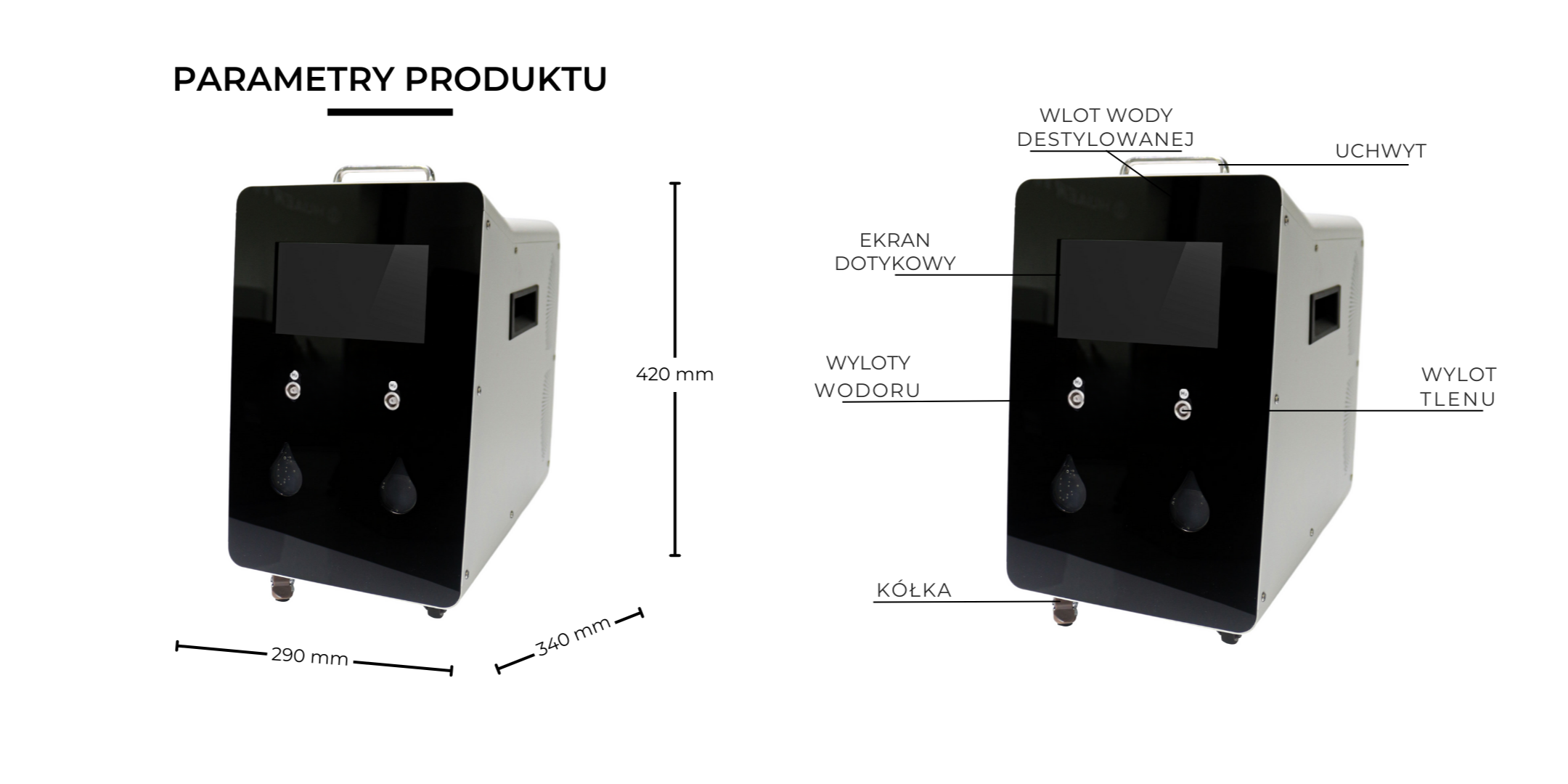 Inhalator wodoru OLV-3000 wymiary